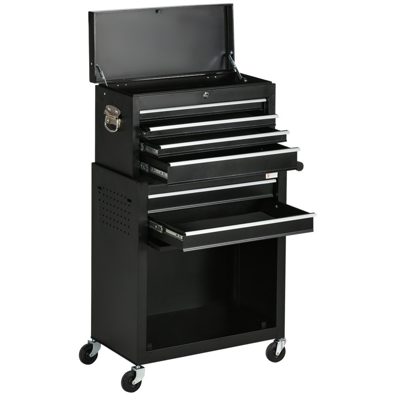 Sikander 27.6'' W 4 -Drawer Steel Combination Set with Wheels, Black