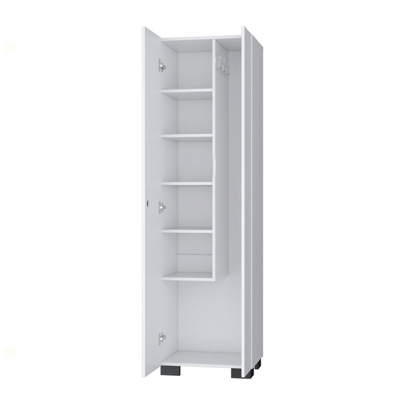 White Storage Shelves Broom Cabinet