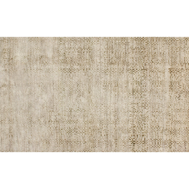Hand Knotted Area Rug in Celadon, Rectangle 6' x 9'