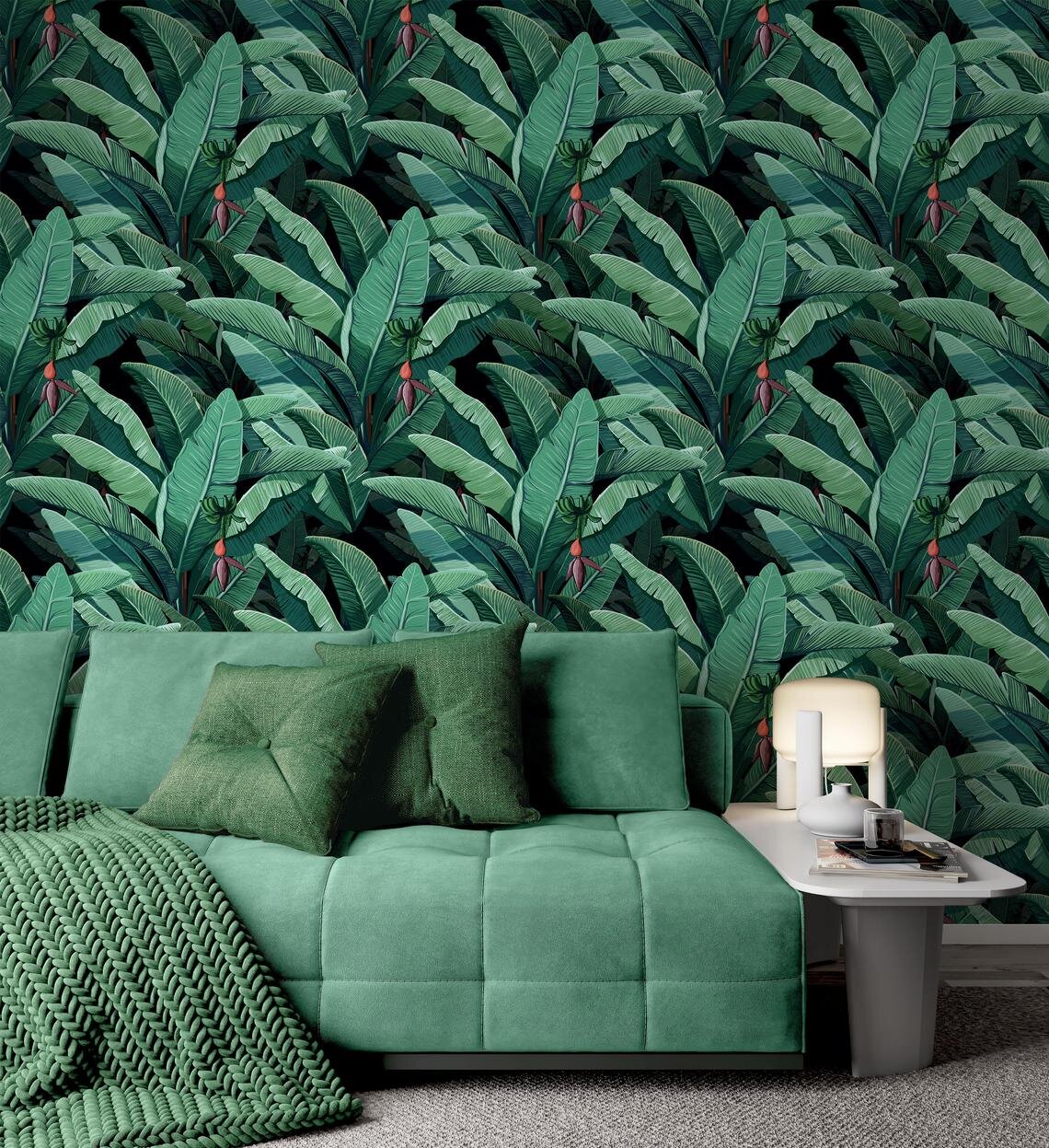 Bay Isle Home™ Margo Banana Tropical Leaves Texture Wall Mural | Wayfair