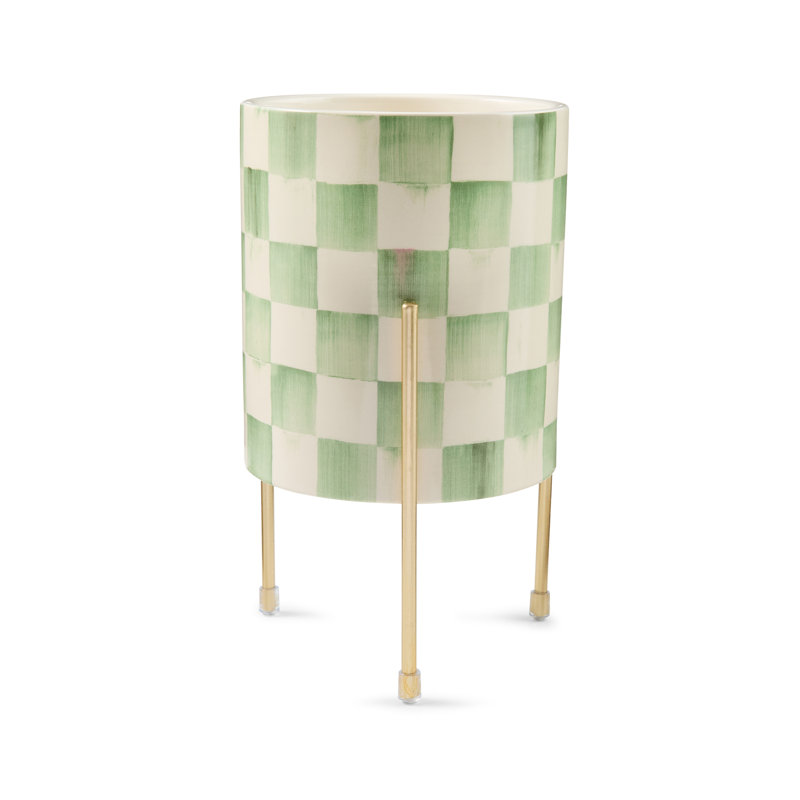 Rosy Check Tabletop Planter, Green