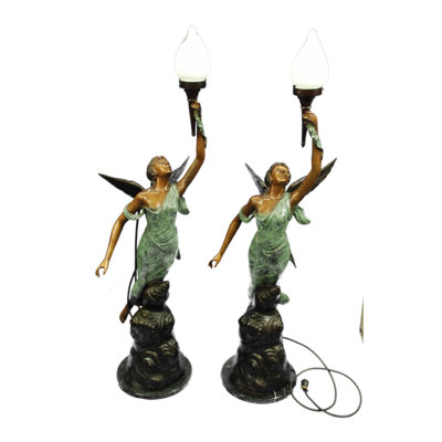 European Reproduction Solid Cast Brass Lamp Base Dark Bronze Patina Pair