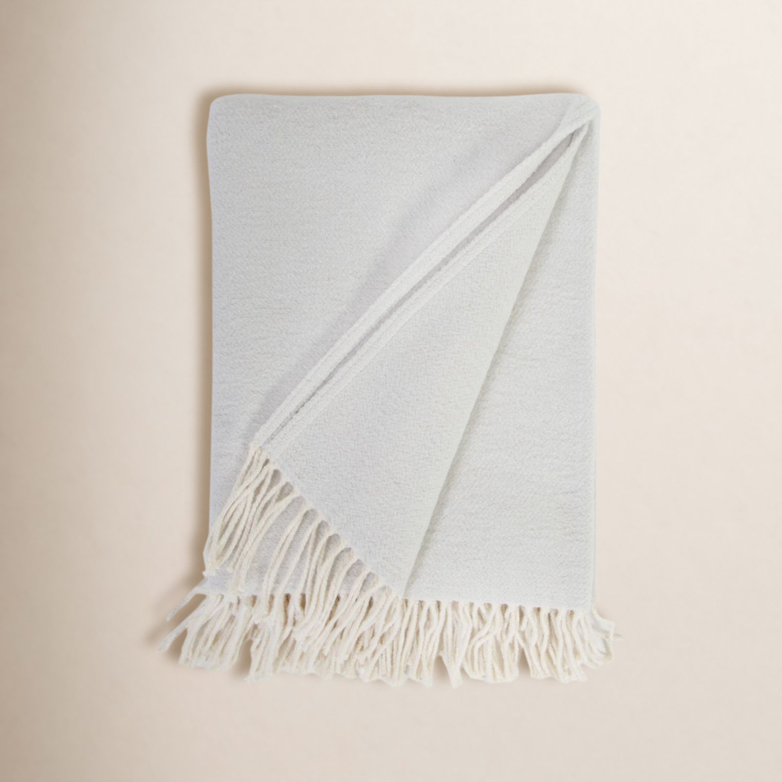 Mandy Handwoven Cotton Throw Blanket, Light Gray