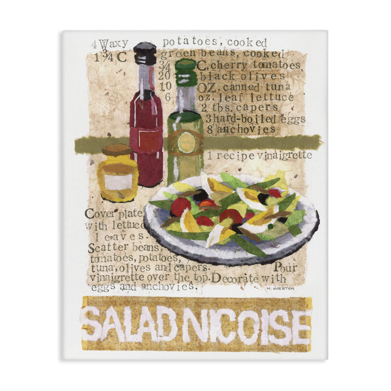 «Salad Nicoise Recipe», art mural sur toile par Nancy Overton, H 40 po x l 30 po