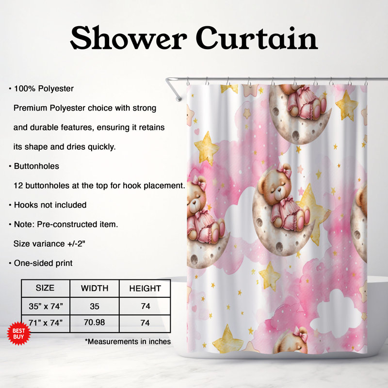 Bear Snuggle - Rideau de douche Premium, H 74 po x l 71 po