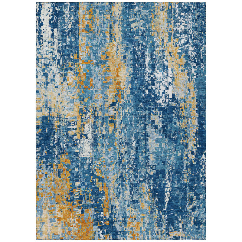 Machine Washable Indoor/Outdoor London ACN2254 Abstract Rug, Rectangle 3' x 5'