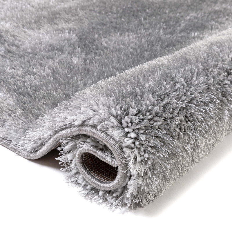 Mcclain Silver/Grey Shag Soft Area Rug, Rectangle 9'3" x 12'6"