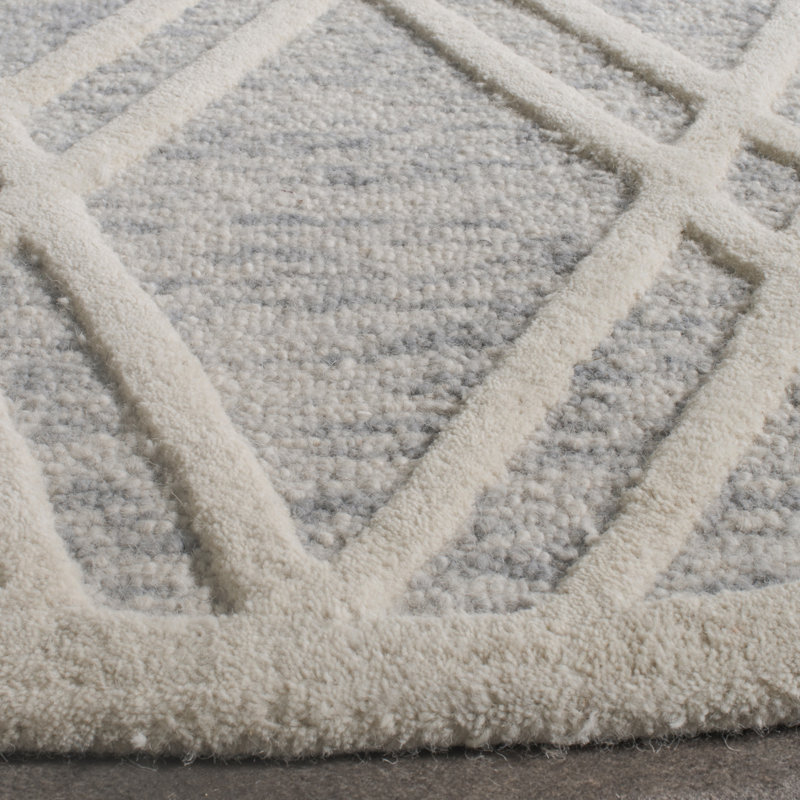 Deedgra Hand Tufted Wool Geometric Rug, Square 6'