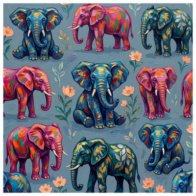 Éléphants colorés et fleurs, coussins décoratifs à double face