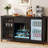 70.9" Bar Cabinet with LED Lights – Sideboard with Power Outlets, Wine Glass Rack & Drawer
