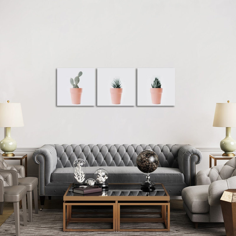 Cactus Love Triptych - Canvas Wall Art Set - Wrapped Canvas (Set of 3)