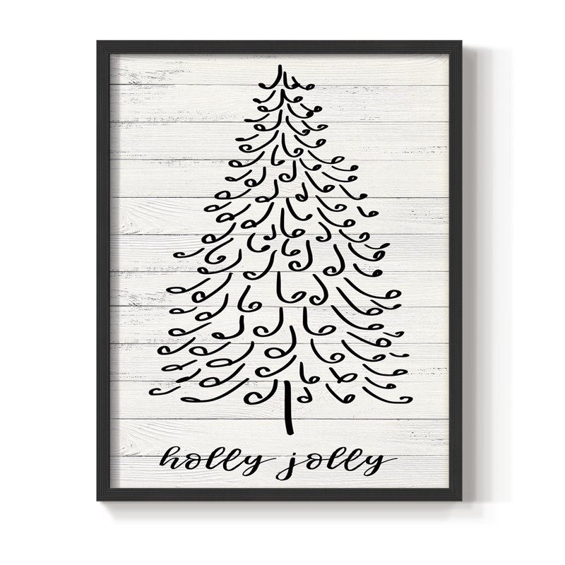 Impression encadrée Holly Jolly - bois massif, Noir, noir, noir, noir, H 11 po x l 9 po