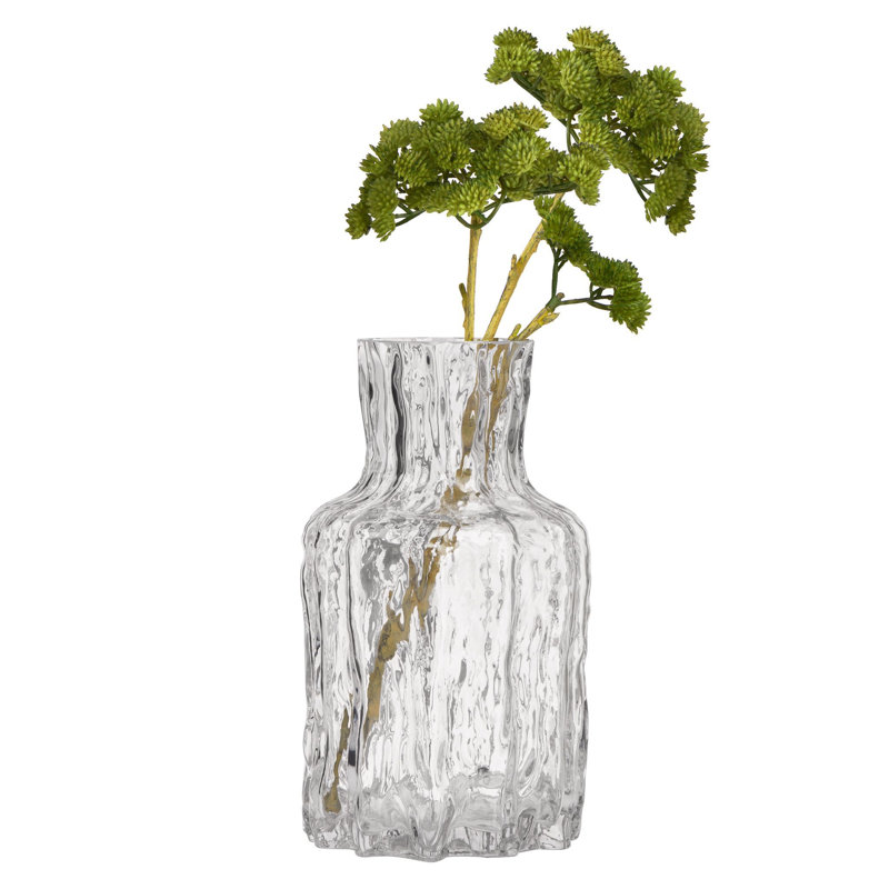 Jhonathon 9" Textured Amber Glass Table Vase, 9.25" H x 5.75" W x 5.75" D, Amber
