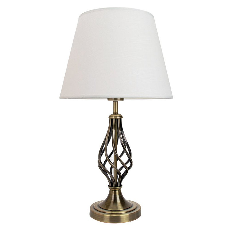 Pastoria Traditional Table Lamp with Barley Twist Base and Linen Shade, Antique Brass