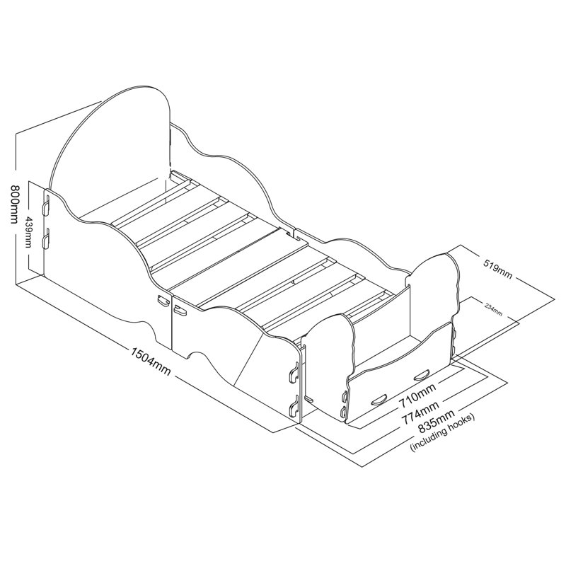 Cot Bed / Toddler (70 X 140cm) Standard Themed Beds with Storage Included