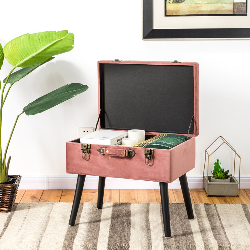 Tabouret de coiffeuse en bois massif Coleridge, Rose