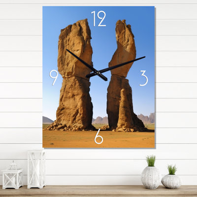 Vertical Plains Desert Rocks I - Meadow Modern Wall Clock