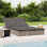 Lit de bronzage pour 2 personnes avec coussins en polyester Latitude Run®