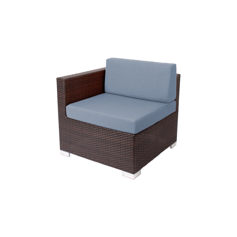 Chaise longue d'extérieur en osier Aruba, Bleu clair