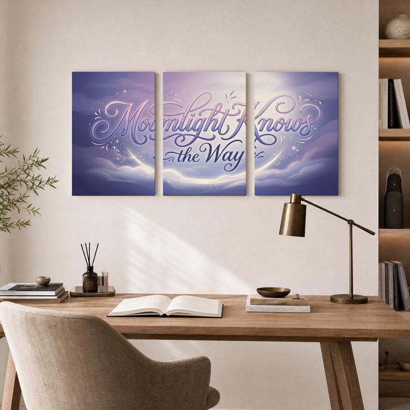 "Moonlight Knows the Way", ensemble de 3 toiles murales, H 30 po x l 20 po x 3 pièces