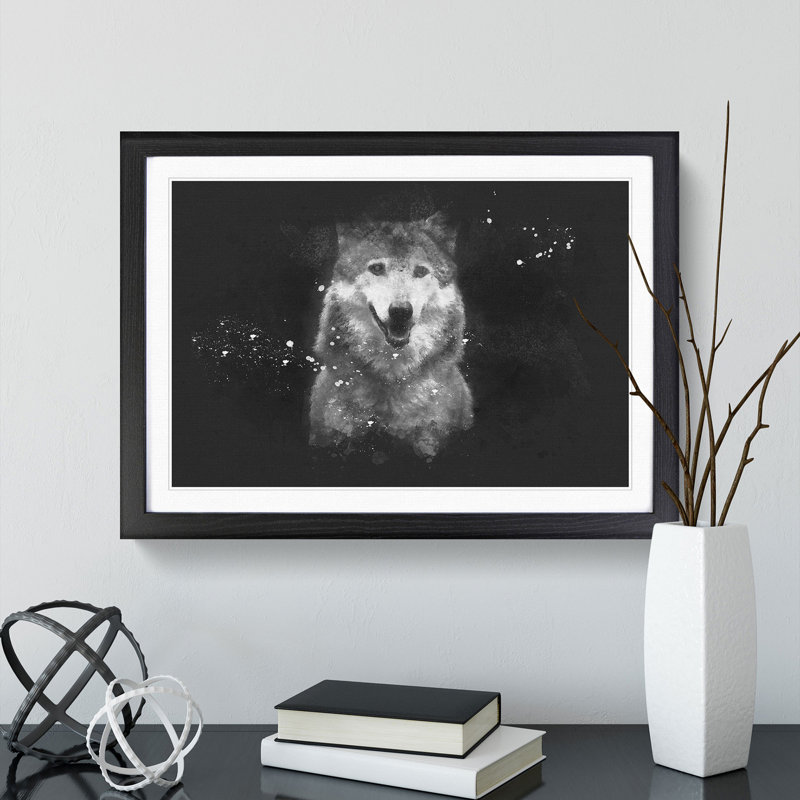 Wolf Portrait - Picture Frame Graphic Art Print, 33cm H x 45cm W x 2cm D, Black Framed