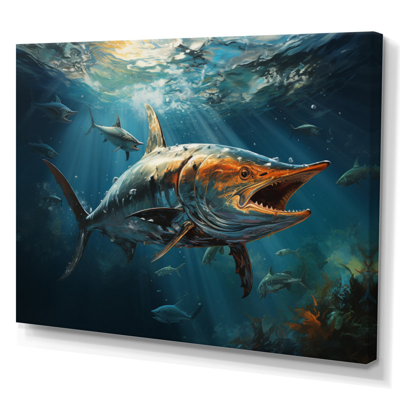 " Fishing Majestic Marlins Jumping III ", H 24 po x l 32 po x P 1 po, Toile tendue