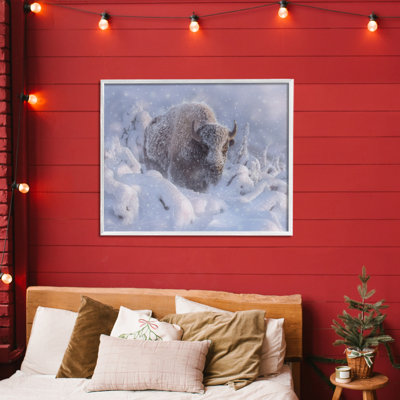 Bison d'hiver en giclée profonde, design par Collin Bogle