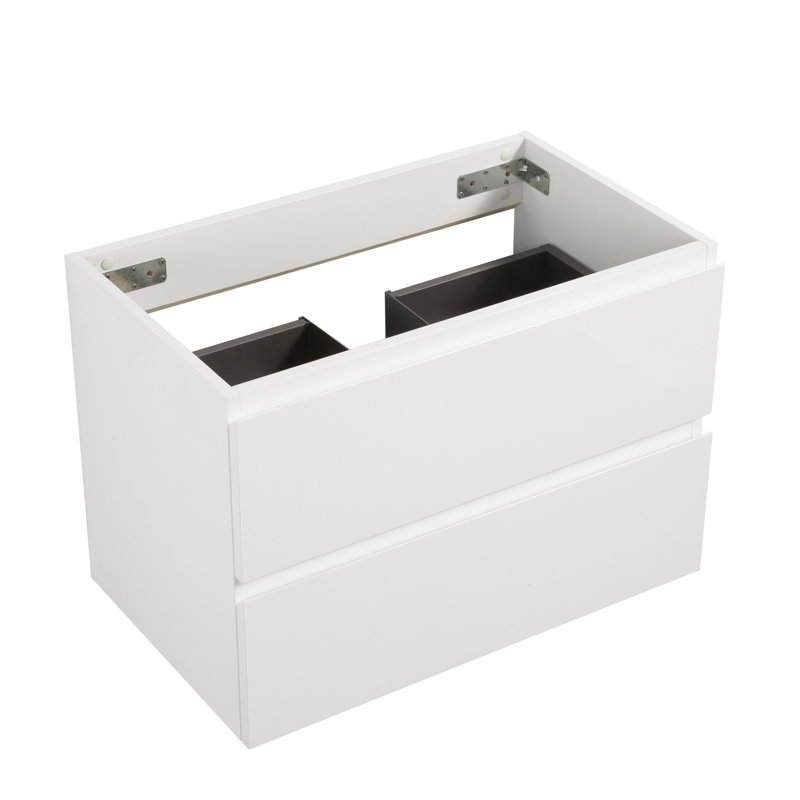 Armoire murale 30 W - 201 sans lavabo en blanc, option de rangement supplémentaire de 20%, fonctionnement silencieux des tiroirs, conception blanche montée sans 30 W-201, plus d'espace, tiroirs, salle de bain moderne