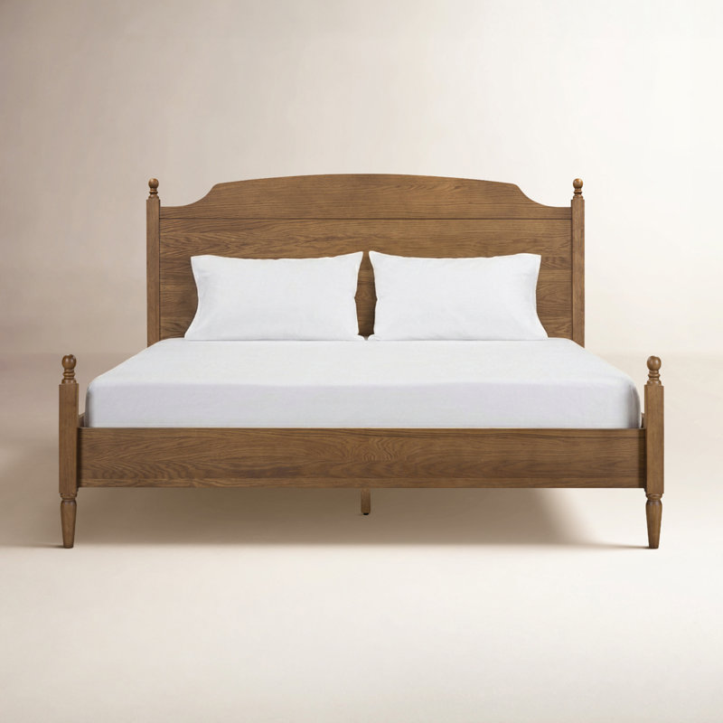 Schilling Rubberwood and Oak Bed, Brown, Queen