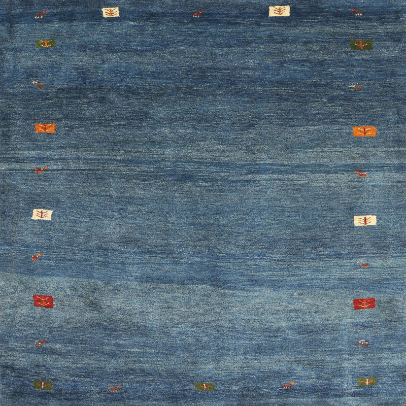 Tapis abstrait bleu, Carré 8 pi