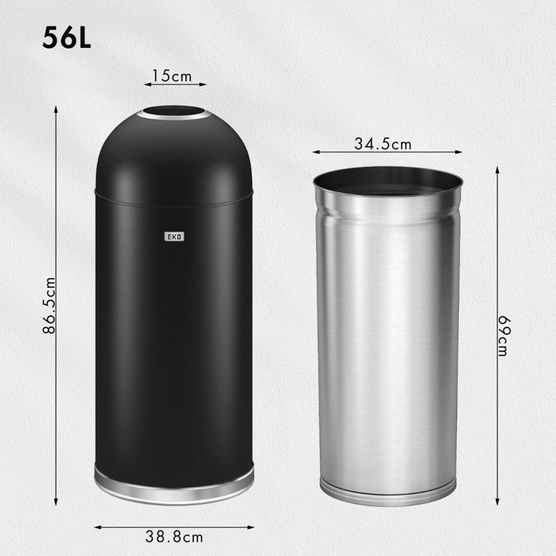 Stainless Steel 56 Litre Step On Outdoor Trash & Recycling 