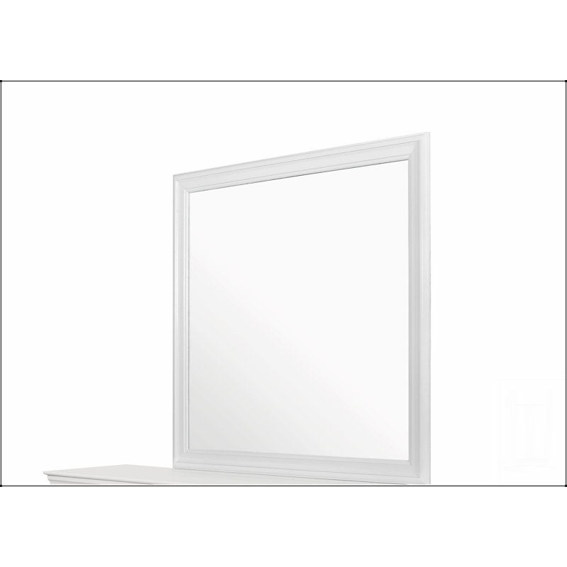 Miroir Shaker blanc métallique, grand verre biseauté pour les chambres contemporaines, améliore l'attrait visuel et la fonctionnalité