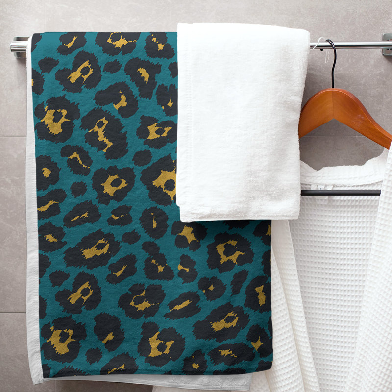 Lucida Bath Towel, Polyester/Cotton Blend, Teal/Gold/Black