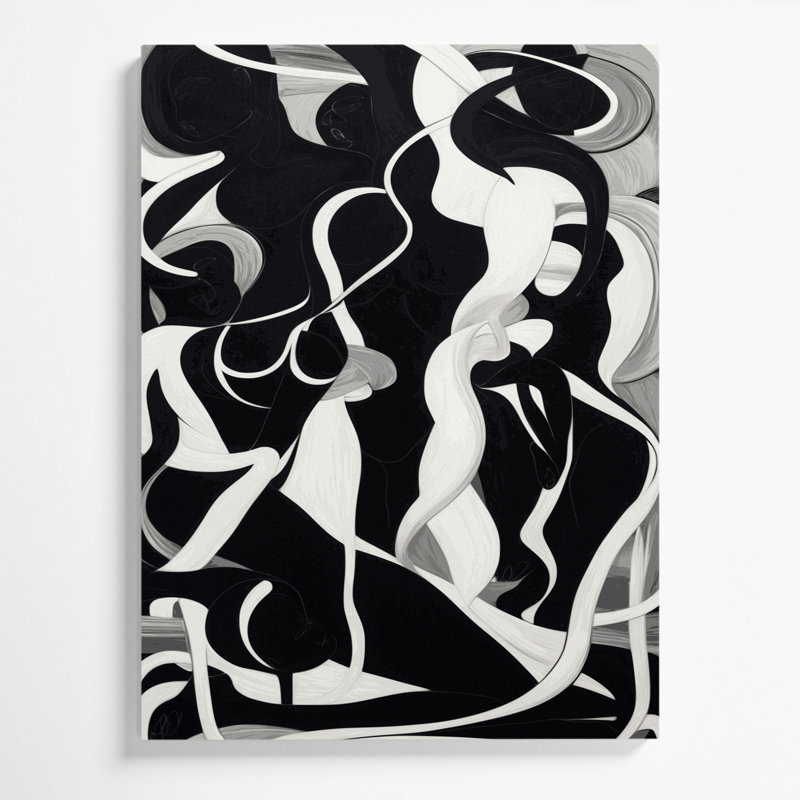 Abstrait art figuratif noir sur toile 59, H 36 po x l 24 po