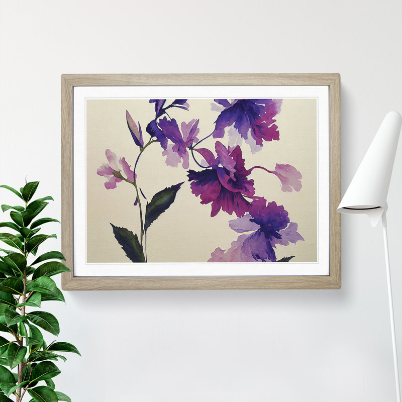 Harmonious Watercolour Flowers 1 Piece Single Picture Frame Wall Art, 25cm H x 34cm W, Grey