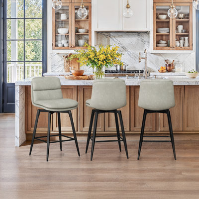 26" Swivel Upholstered Counter Stool With Metal Frame