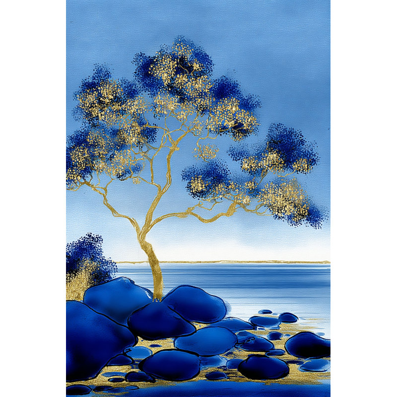 Toile tendue sur toile d'arbre doré Azure Horizon, H 48 po x l 36 po x P 1,5 po