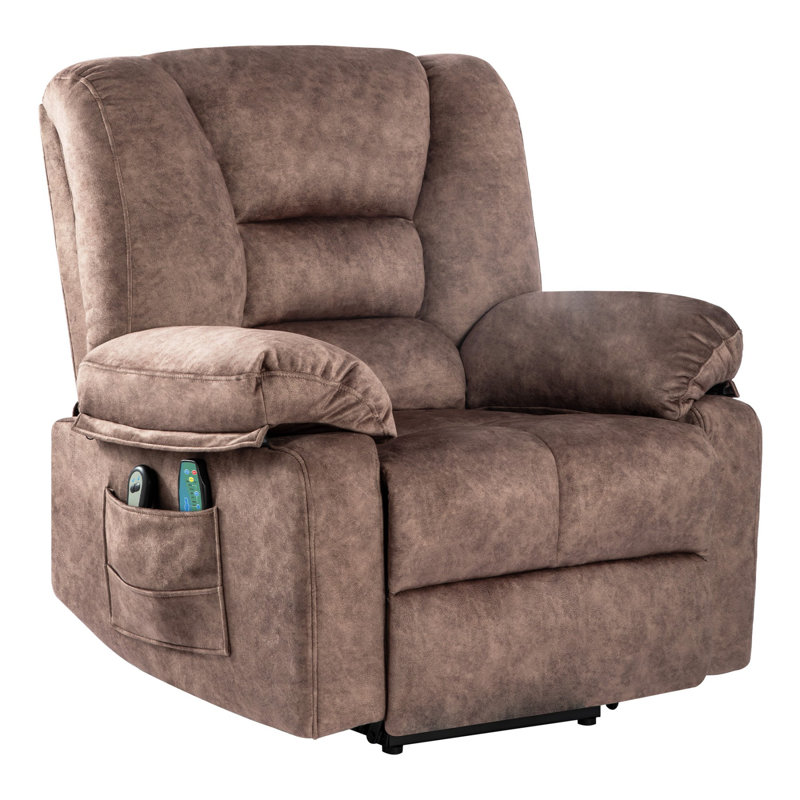 Power Lift Recliner Chair Sofa for Elderly with Massage, Brown Velvet
