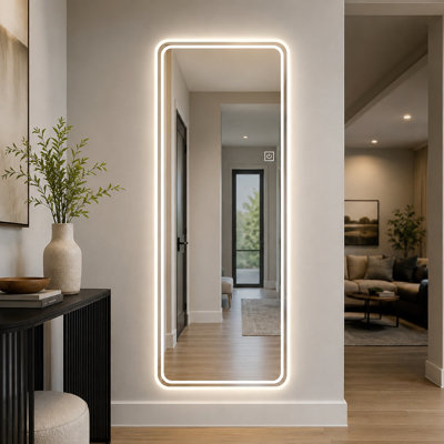 65*21inch Full Length Floor Mirror Frameless LED Full Length Mirror, 3-Color Dimmable Backlit Wall Mounted Mirror for Bedroom, Dressing Room, Entryway