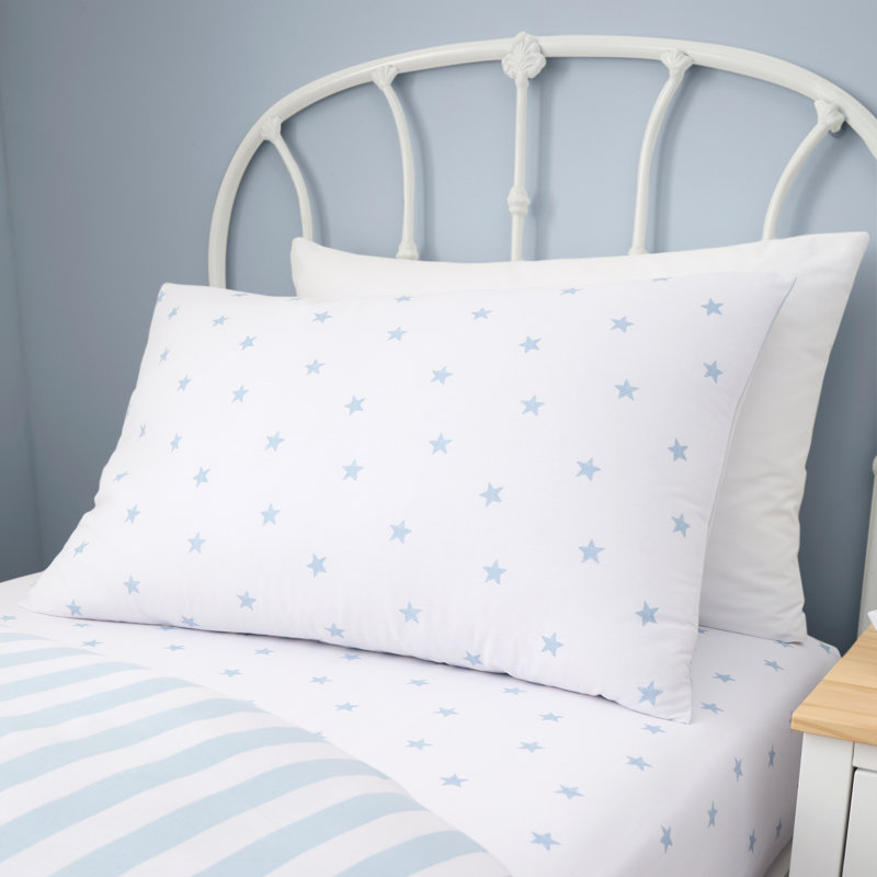 Mini Star & Stripes Reversible Cotton Duvet Cover Set, Double Duvet Cover + 2 Standard Pillowcases, Blue