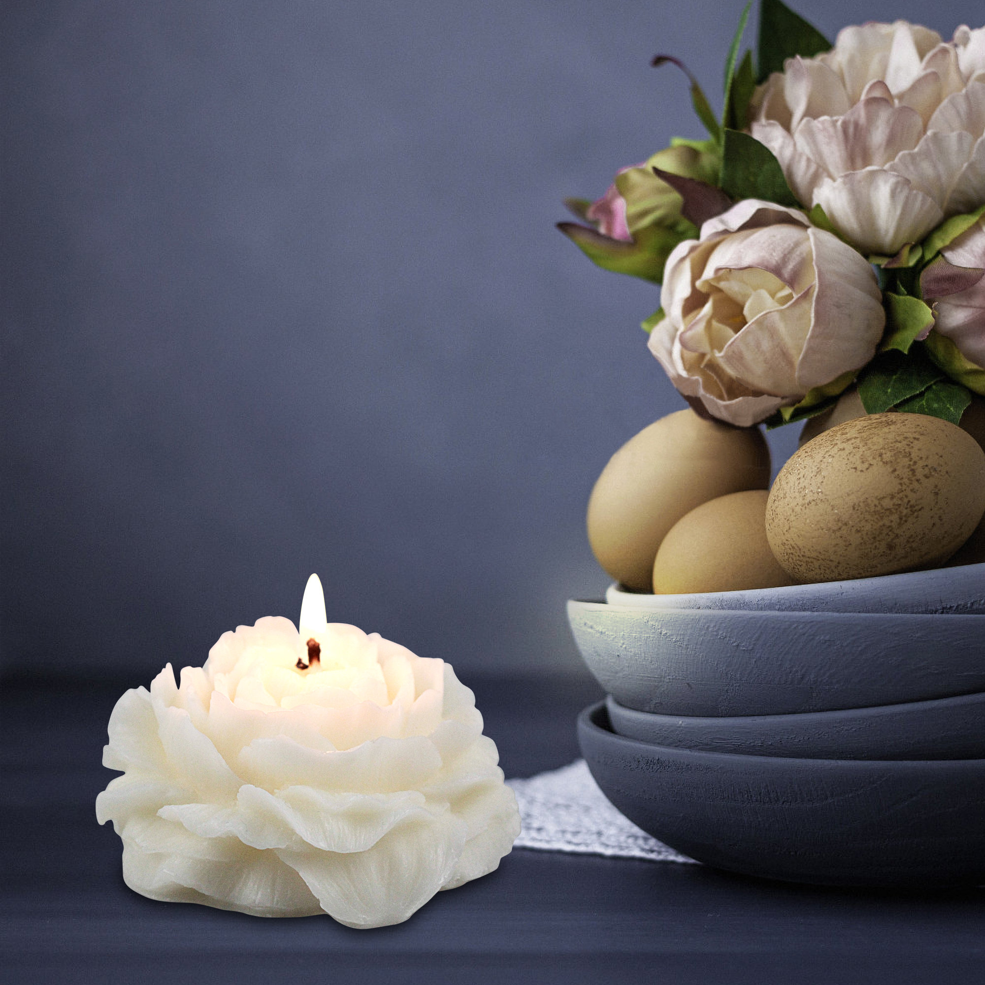 Handmade Peony Candle, Flower Candle, Handmade soy Candle