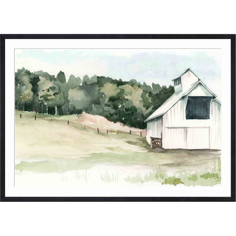 «Barn III» par Jennifer Paxton Parker - peinture encadrée, Noir, H 12 po x l 18 po