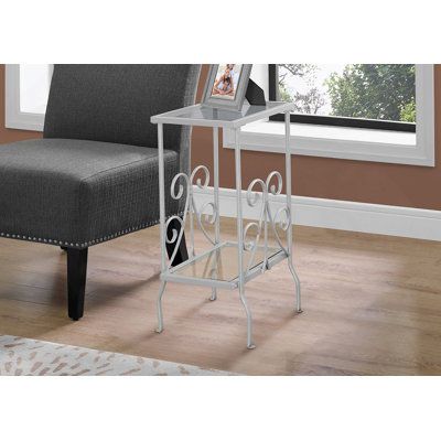 Accent Table, Side, End, Nightstand, Lamp, Tempered Glass, Grey Metal, Transitional
