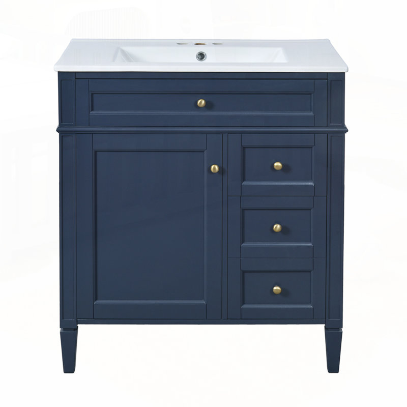 Meuble-lavabo moderne avec rangement abondant et design élégant, Bleu
