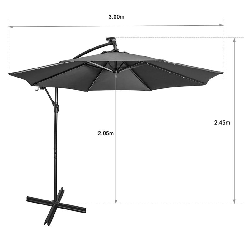245cm Cantilever Parasol, Black