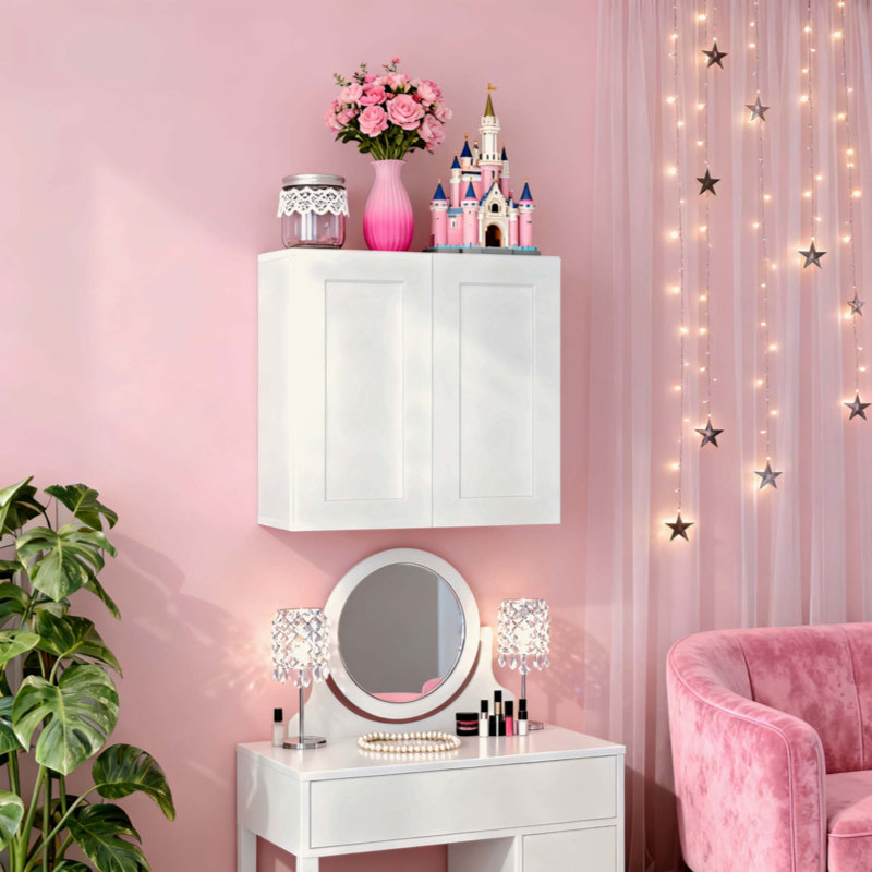 Armoire murale Shaker en bois massif avec portes à fermeture amortie et étagères réglables - Rangement à double porte de 76 cm (30 po) pour cuisine, salle de bain, buanderie ou garage