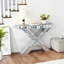 Superbe console haute avec finition en miroir et incrustation de diamant, polyvalente pour divers espaces.