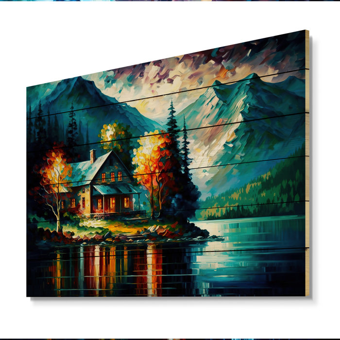 Millwood Pines Lutie Colorful Lakehouse On Wood by The Lake II Print ...