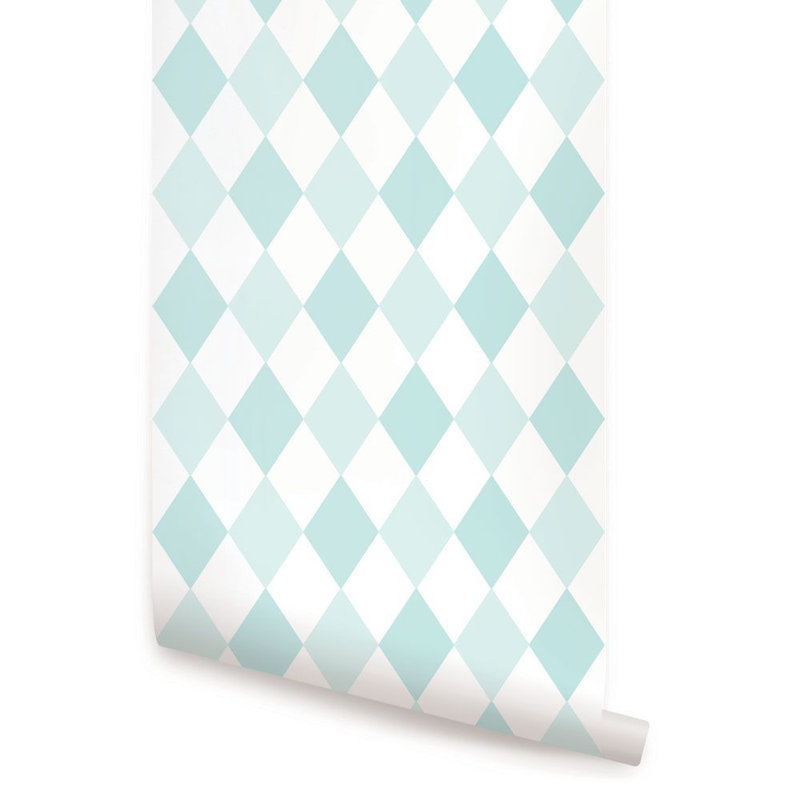 Panneau de papier peint adhésif et adhésif à peindre diamond Schreck, Bleu menthe, L 2 pi x H 18 pi
