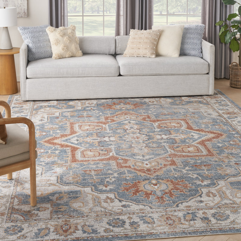 Tapis multicolore en denim persan lavable à la machine Lake Macquarie, Rectangle 7 pi 10 po x 10 pi
